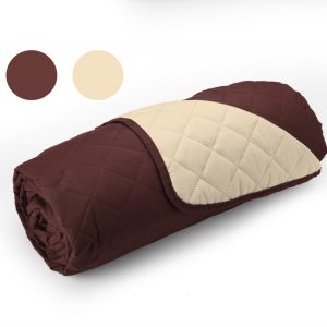 Cuvertura Double Face Alcam 210 x 220 cm 100% microfibra ciocolata/crem matlasata pentru dormitor - imagine 5