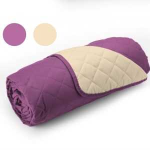 Cuvertura Double Face Alcam 210x220 cm 100% Microfibra Mov/Crem Matlasata pentru Dormitor - imagine 3