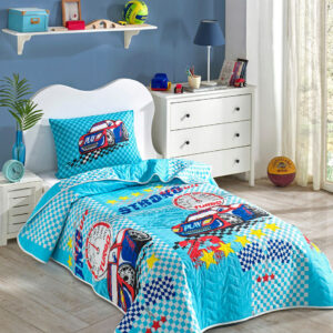 Cuvertura Single 155x200 cm Turbo Blue Eponj Home 65% Bumbac 35% Poliester Spalare Masina 30°C