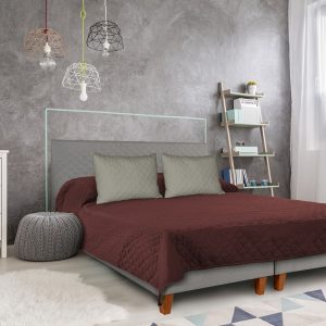 Cuvertura matlasata 2 fete Alcam 210x220 cm Hot Chocolate microfibra cu umplutura fibra siliconica pentru confort si eleganta in dormitor - imagine 4