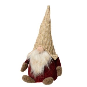 Decorațiune gnome băiat cu pălărie bej 14x12x30 cm poliester multicolor Decoris