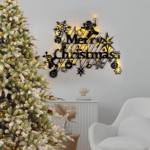 Decoratiune luminoasa Tanelorn XMASBLACK-023 95x69 cm metal negru cu prindere pe perete 3 baterii AA - imagine 2