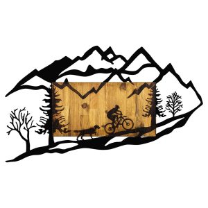 Decoratiune de perete Bicycle Riding in Nature 110x3x65 cm Metal Lemn Nuc Negru - imagine 4