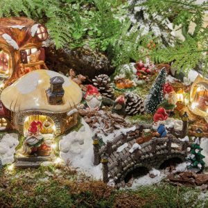 Decoratiune Luminoasa Gnome House 17x13x14 cm Multicolor 10 LED-uri Plastic cu Baterii AA - imagine 3