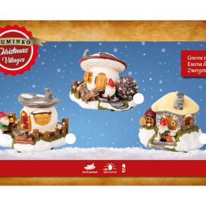 Decoratiune Luminoasa Gnome House 17x13x14 cm Multicolor 10 LED-uri Plastic cu Baterii AA - imagine 4