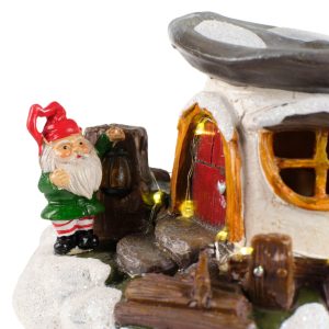 Decoratiune Luminoasa Gnome House Multicolor 19x14x13 cm din Plastic cu 17 LED-uri Functie pe Baterii AA - imagine 3