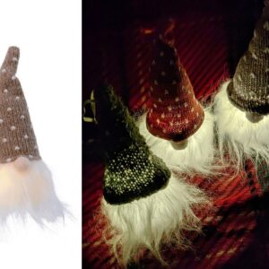 Decoratiune luminoasa Gnome cu sapca maro 6x6x20 cm din poliester Lumineo - imagine 1