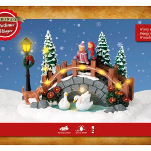 Decoratiune luminoasa Kids and swans multicolor 17.8x11x12.3 cm polirasina cu 10 LED-uri lumina calda pentru interior - imagine 3