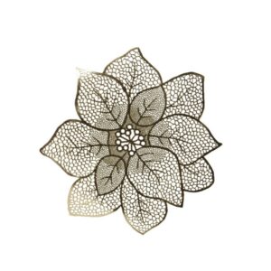 Decoratiune Poinsettia argintie 44x1 cm din poliuretan pentru un decor elegant si rafinat - imagine 1