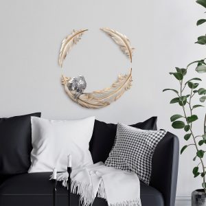 Decoratiune de perete Love Birds din poliester crem 41x21 cm si 26x8 cm - imagine 3