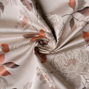 Draperie Mendola Fidia 140x260 cm poliester crem model floral caramiziu pentru sufragerie sau dormitor - imagine 4