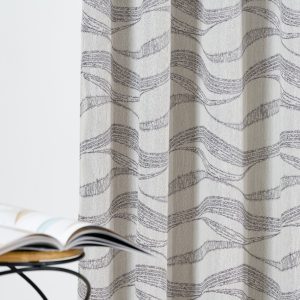 Draperie Mendola Interior Vals 140x260 cm poliester gri design minimalist cu pattern valuri - imagine 3