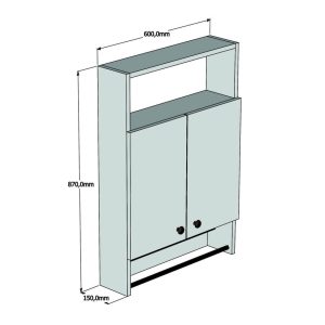 Dulap de baie alb Banyo cu suport prosop Puqa Design 60x15x87 cm 100% PAL melaminat - imagine 4