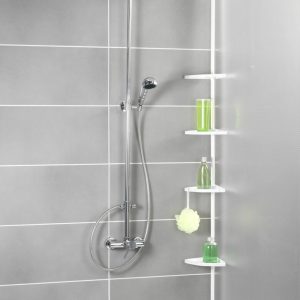 Etajera de colț extensibilă Wenko Easy White 4 rafturi 19.5 x 26 x 78-265 cm aluminiu plastic alb pentru baie - imagine 3