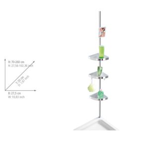 Etajera de colt extensibila pentru baie Wenko Premium Shiny aluminiu 27.5 x 70-260 x 20 cm cu 3 rafturi reglabile si oglinda rotativa - imagine 4