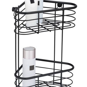 Etajera de colț pentru baie Wenko Trestina 25x35x16.5 cm inox negru anti-rugină montare ușoară - imagine 3