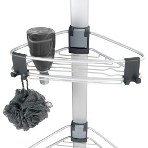 Etajera Extensibilă pentru Duș Wenko Purio 35.5 x 290 x 19.5 cm Aluminiu Plastic Gri Negru Organizare Baie - imagine 6