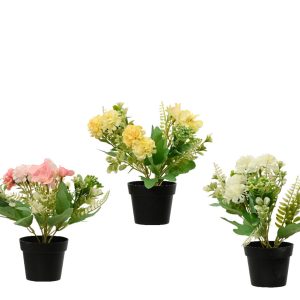 Floare artificiala in ghiveci galben Hydrangea Decoris Ø18 x 24 cm poliester plastic - imagine 3