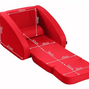 Fotoliu 3in1 pentru copii roșu, confortabil și sigur, ideal pentru relaxare și joacă, husa detasabila pentru spălare - imagine 4
