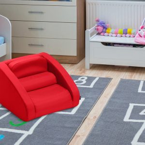 Fotoliu 3in1 pentru copii roșu, confortabil și sigur, ideal pentru relaxare și joacă, husa detasabila pentru spălare - imagine 5