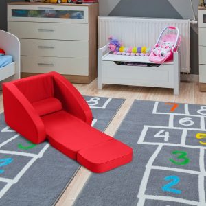 Fotoliu 3in1 pentru copii roșu, confortabil și sigur, ideal pentru relaxare și joacă, husa detasabila pentru spălare - imagine 6