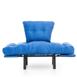 Fotoliu extensibil Nitta Single futon albastru 135x70 cm metal ajustabil - imagine 3