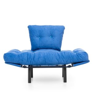 Fotoliu extensibil Nitta Single futon albastru 135x70 cm metal ajustabil - imagine 4