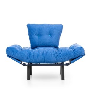 Fotoliu extensibil Nitta Single futon albastru 135x70 cm metal ajustabil - imagine 5