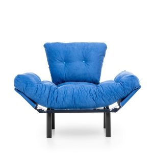 Fotoliu extensibil Nitta Single futon albastru 135x70 cm metal ajustabil - imagine 6