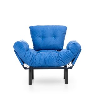 Fotoliu extensibil Nitta Single futon albastru 135x70 cm metal ajustabil - imagine 7