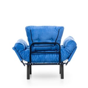 Fotoliu extensibil Nitta Single futon albastru 135x70 cm metal ajustabil - imagine 8