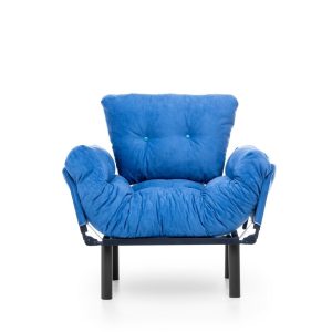 Fotoliu extensibil Nitta Single futon albastru 135x70 cm metal ajustabil - imagine 10