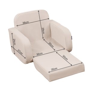 Fotoliu Multifunctional Bej pentru Copii 2 in 1 Moale si Confortabil, Sigur cu Husa Detasabila pentru Spalare - imagine 3