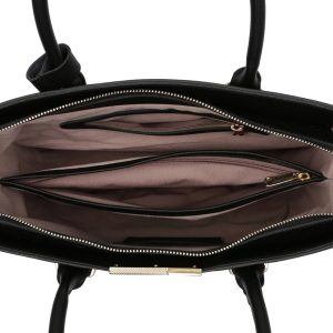 Geanta Sarnia Laura Ashley piele ecologica negru 40 cm curea 3 buzunare interioare - imagine 4