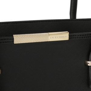 Geanta Sarnia Laura Ashley piele ecologica negru 40 cm curea 3 buzunare interioare - imagine 7