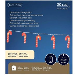 Ghirlanda decorativa Candy Cane 190 cm rosu/alb cu 20 LED-uri lumina calda functioneaza cu 3 baterii AA - imagine 5