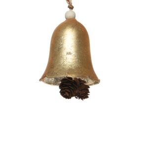 Glob Bell antique Decoris 6x8 cm sticla auriu decoratiune interioara