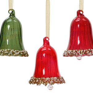 Glob de Crăciun roșu din sticlă Decoris H6.7 cm - imagine 3