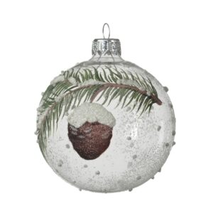 Glob Branch din sticlă transparentă cu pină, Ø8 cm, Decoris