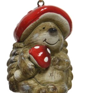 Glob decorativ jeleu arici cu ciupercă Decoris, teracotă multicolor, 6x6x7.5 cm - imagine 1