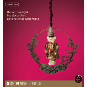 Glob luminos Nutcracker bear multicolor 11.5x26x26 cm sticla cu LED-uri 20 lumina calda baterii neincluse timer 6 ore IP20 - imagine 3