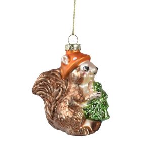 Glob Squirrel Decoris multicolor din sticlă pentru bradul de Crăciun 8.4x4.5x11.2 cm