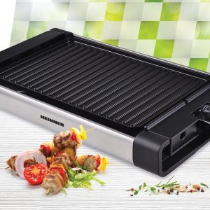 Grill electric Heinner 1800W 41x26 cm negru cu invelis anti-adeziv si termostat reglabil - imagine 3