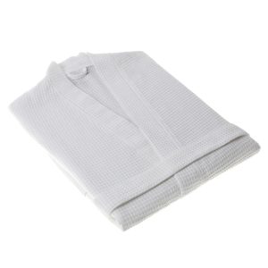 Halat de baie alb pentru SPA Hotel Line Bedora, marime universala, 100% bumbac, 220 gr/mp, absorbtie excelenta - imagine 2