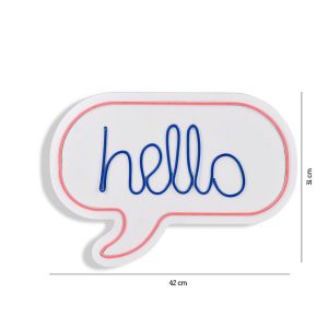 Decoratiune luminoasa LED Hello Neon flexibil DC 12V Roz Albastru 42x31x2cm rezistenta la apa IP67 spuma PVC - imagine 8