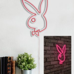 Decoratiune luminoasa LED Playboy roz 26x42 cm benzi flexibile neon rezistente la apa DC 12V - imagine 3