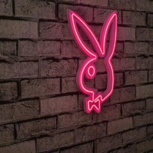 Decoratiune luminoasa LED Playboy roz 26x42 cm benzi flexibile neon rezistente la apa DC 12V