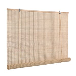 Jaluzea tip rulou Anna Bizzotto 150x260 cm bambus natural cu bara din lemn și fire din poliester - imagine 1
