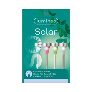 Lampa de gradina Stake Lumineo 7.3x28 cm otel inoxidabil roz cu panou solar si baterie Ni-Mh AA - imagine 3