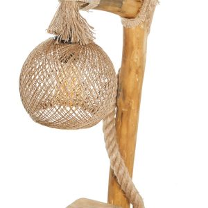 Lampadar Arboretum FullHouse 155 cm E27 60W natural lemn abajur juta lucrat manual - imagine 3